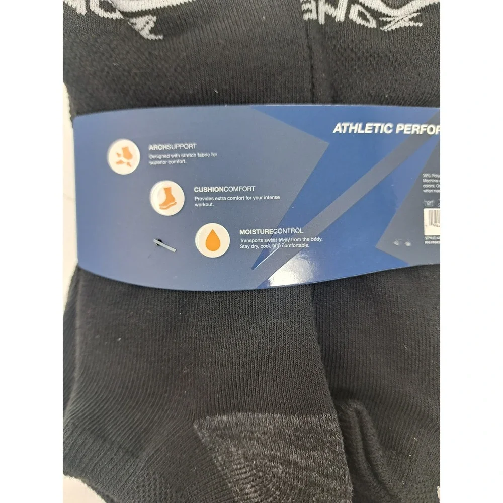 Zone In Mens 6 Pack Cushion No Show Athletic Performance Blk Socks Shoe sz 6-12